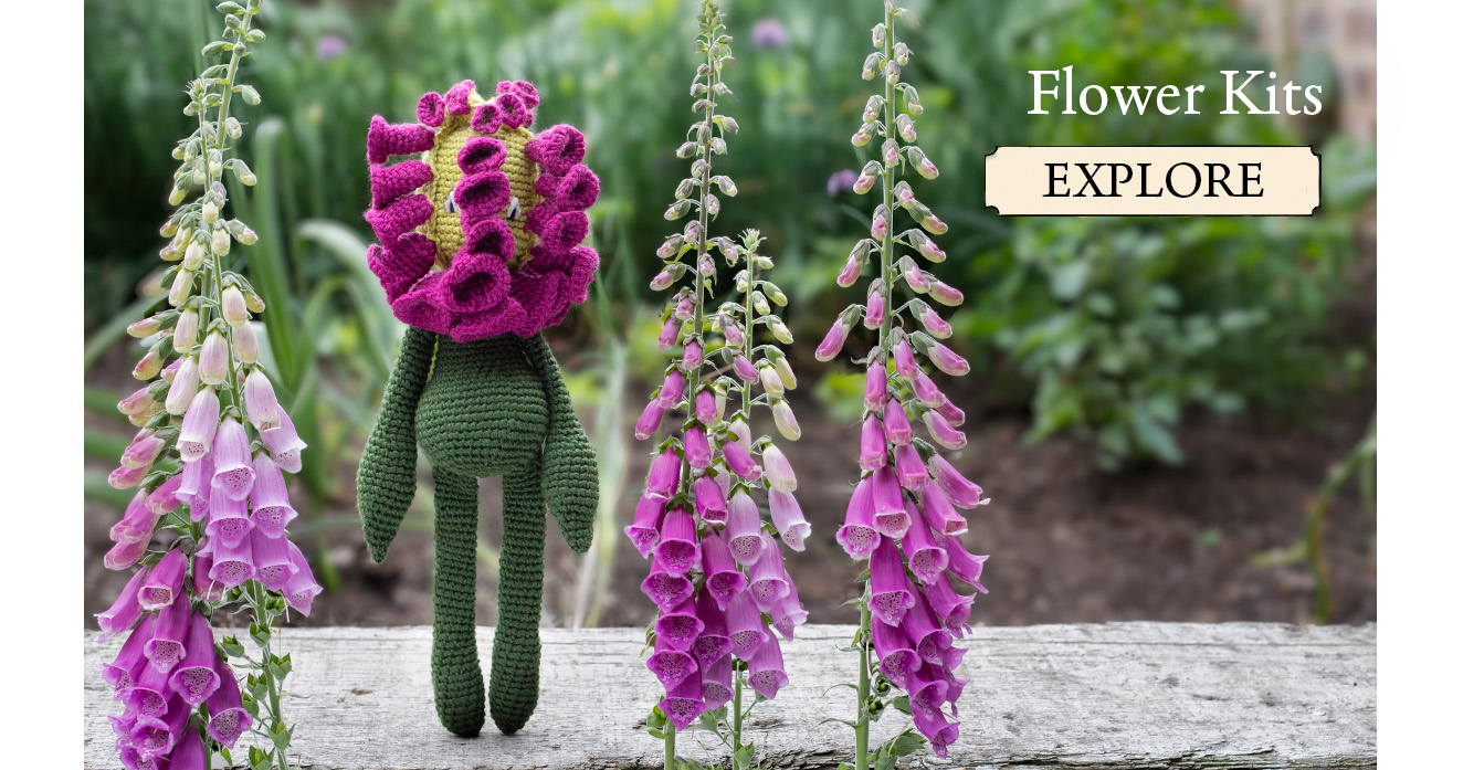 Flower crochet kits toft alexandras garden foxglove pattern book